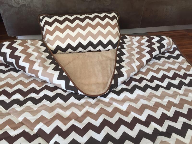POŚCIEL Z WEŁNY CAMEL CAPPUCCINO PASY 140x200
