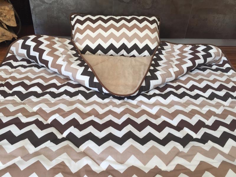 POŚCIEL Z WEŁNY CAMEL CAPPUCCINO PASY 140x200