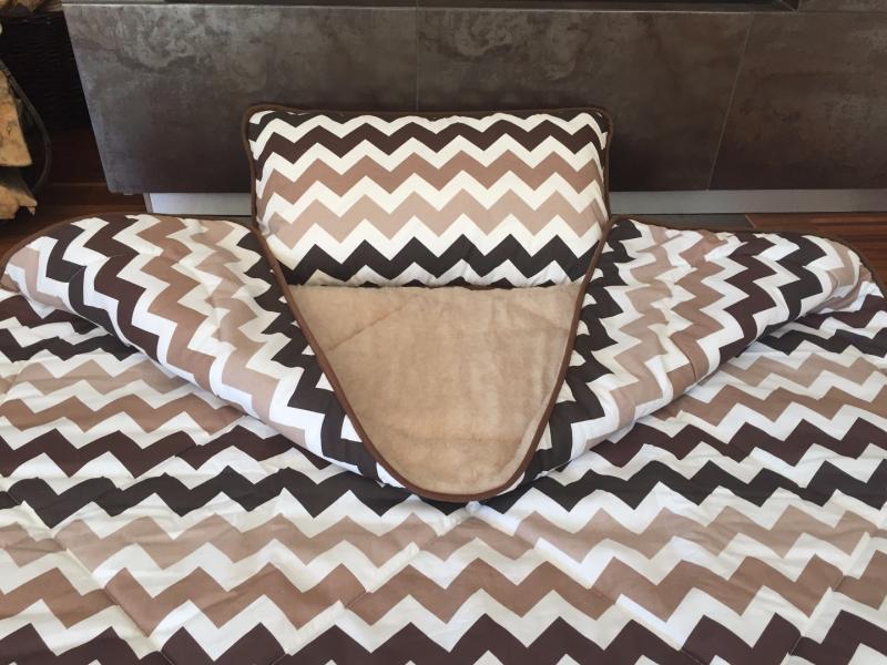 POŚCIEL Z WEŁNY CAMEL CAPPUCCINO PASY 140x200
