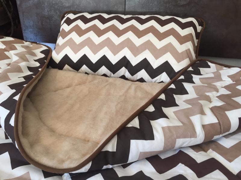 POŚCIEL Z WEŁNY CAMEL CAPPUCCINO PASY 140x200