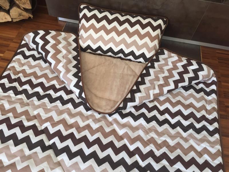 POŚCIEL Z WEŁNY CAMEL CAPPUCCINO PASY 140x200