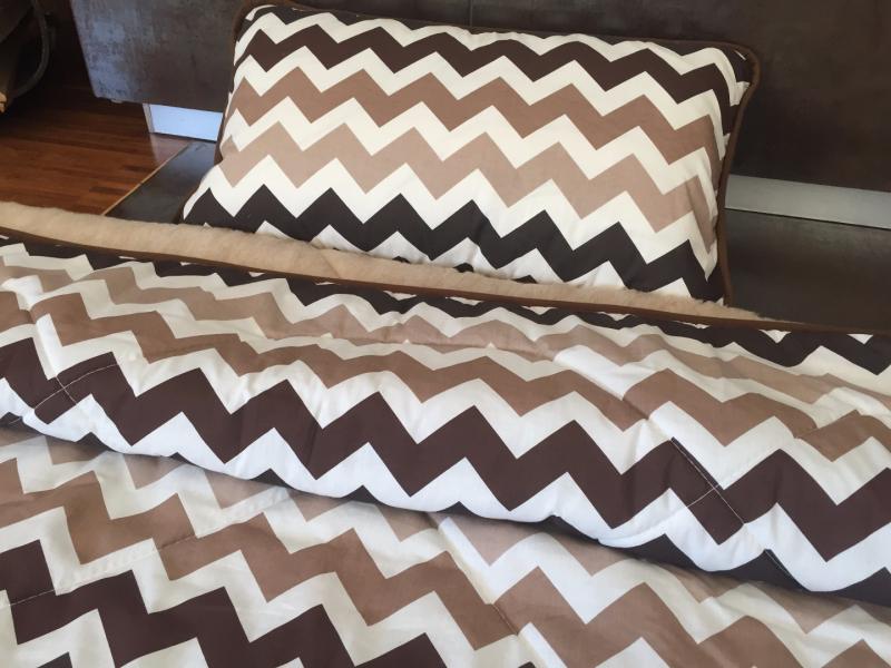 POŚCIEL Z WEŁNY CAMEL CAPPUCCINO PASY 140x200