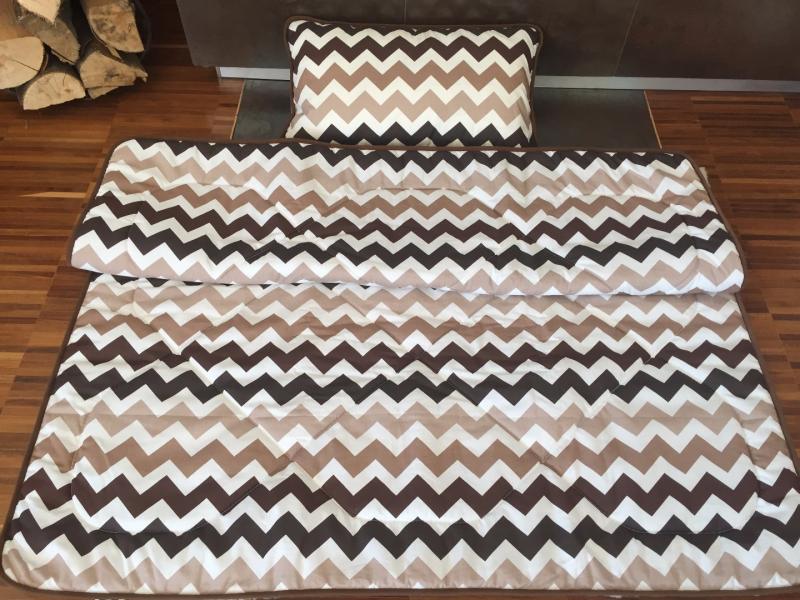 POŚCIEL Z WEŁNY CAMEL CAPPUCCINO PASY 140x200