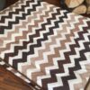 KOŁDRA Z WEŁNY CAMEL CAPPUCCINO PASY 220x200