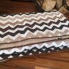 KOŁDRA Z WEŁNY CAMEL CAPPUCCINO PASY 220x200