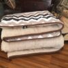 KOŁDRA Z WEŁNY CAMEL CAPPUCCINO PASY 220x200