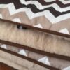 KOŁDRA Z WEŁNY CAMEL CAPPUCCINO PASY 220x200