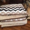 KOŁDRA Z WEŁNY CAMEL CAPPUCCINO PASY 220x200