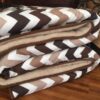 KOŁDRA Z WEŁNY CAMEL CAPPUCCINO PASY 220x200