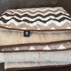 KOŁDRA Z WEŁNY CAMEL CAPPUCCINO PASY 220x200