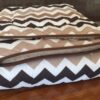 KOŁDRA Z WEŁNY CAMEL CAPPUCCINO PASY 220x200