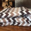 KOŁDRA Z WEŁNY CAMEL CAPPUCCINO PASY 220x200