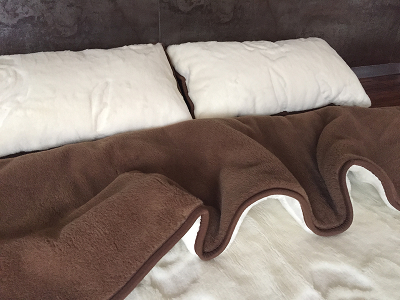13 POŚCIEL Z WEŁNY KASZMIR RÓŻA BIAŁA + CAMEL CIEMNY 180X200 + PODKŁAD