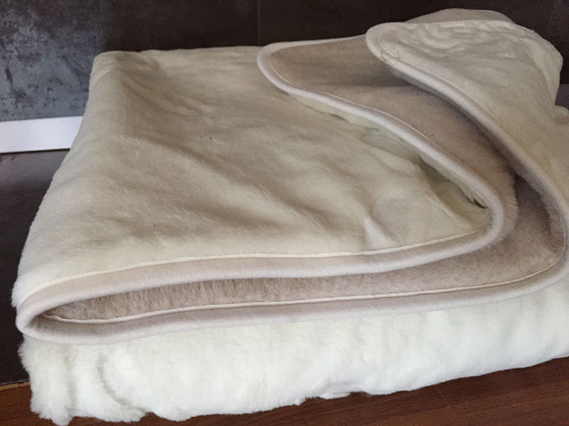 KOŁDRA Z WEŁNY CAMEL JASNY + KASZMIR RÓŻA 220x200