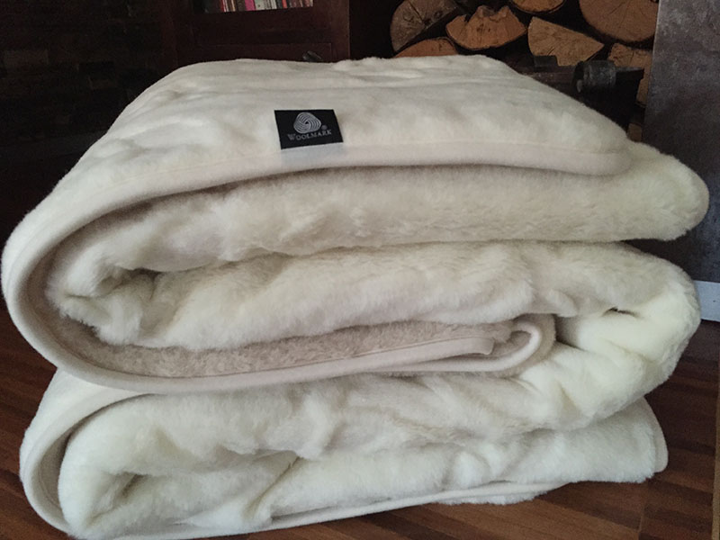 KOŁDRA Z WEŁNY CAMEL JASNY + KASZMIR RÓŻA 220x200