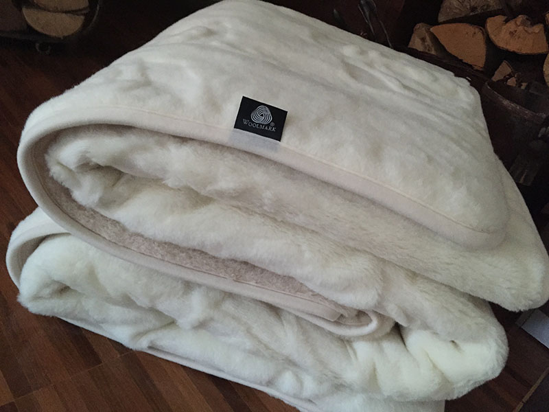KOŁDRA Z WEŁNY CAMEL JASNY + KASZMIR RÓŻA 220x200