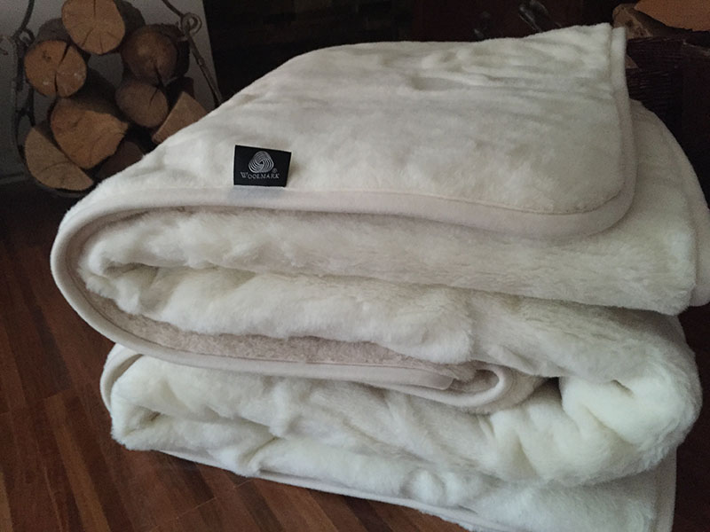 KOŁDRA Z WEŁNY CAMEL JASNY + KASZMIR RÓŻA 220x200