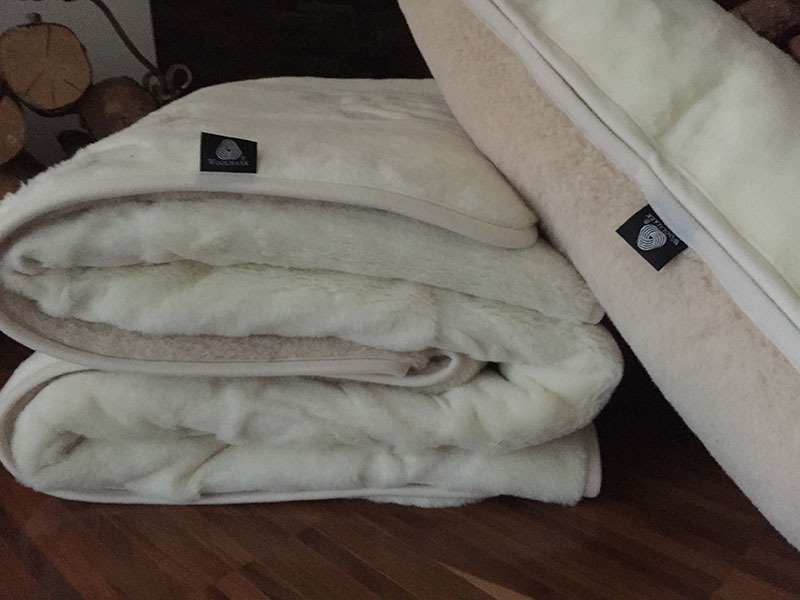KOŁDRA Z WEŁNY CAMEL JASNY + KASZMIR RÓŻA 220x200