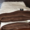 14 KOŁDRA Z WEŁNY CAMEL CIEMNY + KASZMIR RÓŻA 160x200
