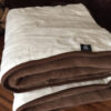 18 KOŁDRA Z WEŁNY CAMEL CIEMNY + KASZMIR RÓŻA 160x200