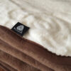 19 KOŁDRA Z WEŁNY CAMEL CIEMNY + KASZMIR RÓŻA 160x200