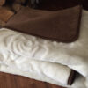 20 KOŁDRA Z WEŁNY CAMEL CIEMNY + KASZMIR RÓŻA 160x200