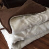 21 KOŁDRA Z WEŁNY CAMEL CIEMNY + KASZMIR RÓŻA 160x200