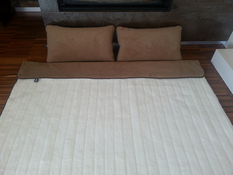 POŚCIEL Z WEŁNY KASZMIR LUX PASY + CAMEL CIEMNY 220X200 + MATERAC