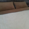POŚCIEL Z WEŁNY KASZMIR LUX PASY + CAMEL CIEMNY 220X200 + MATERAC