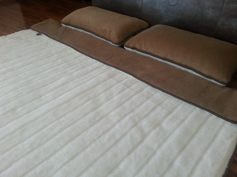 POŚCIEL Z WEŁNY KASZMIR LUX PASY + CAMEL CIEMNY 220X200 + MATERAC