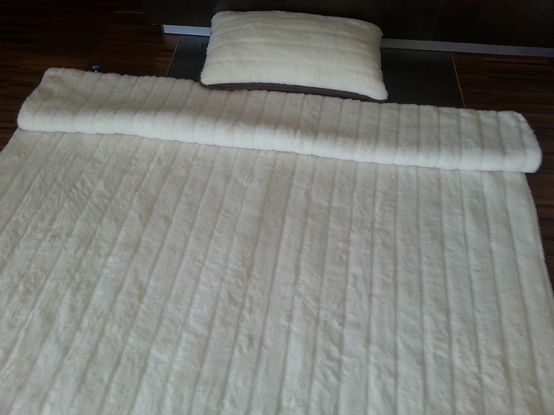 POŚCIEL  Z WEŁNY KASZMIR LUX PASY + CAMEL CIEMNY 140x200 + PODKŁAD