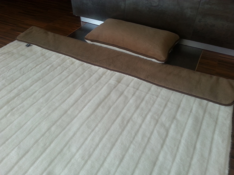 POŚCIEL  Z WEŁNY KASZMIR LUX PASY + CAMEL CIEMNY 140x200 + PODKŁAD