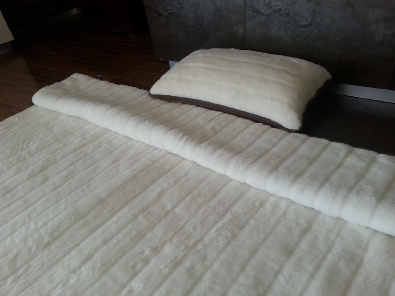 POŚCIEL  Z WEŁNY KASZMIR LUX PASY + CAMEL CIEMNY 140x200 + PODKŁAD