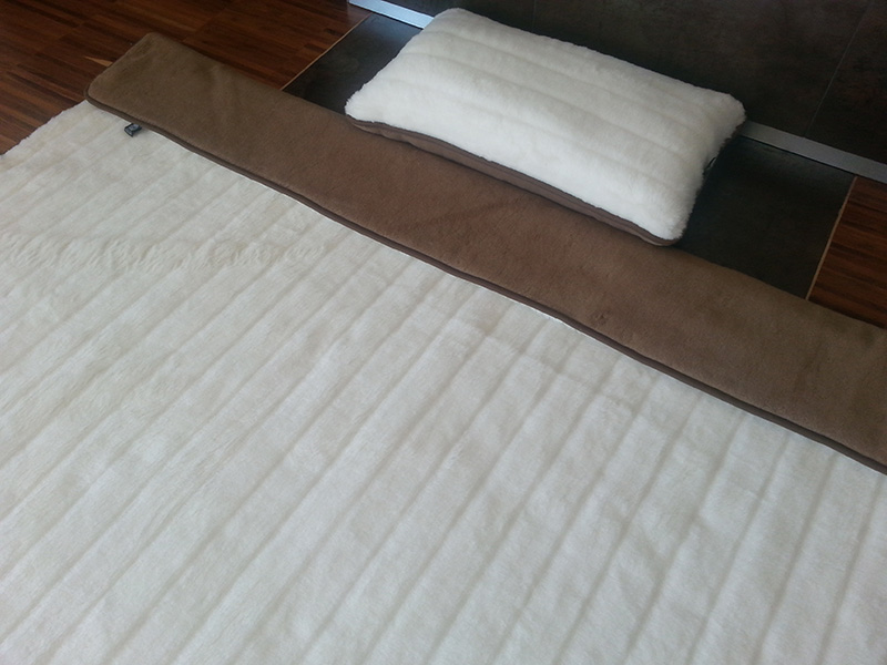 POŚCIEL  Z WEŁNY KASZMIR LUX PASY + CAMEL CIEMNY 140x200 + PODKŁAD