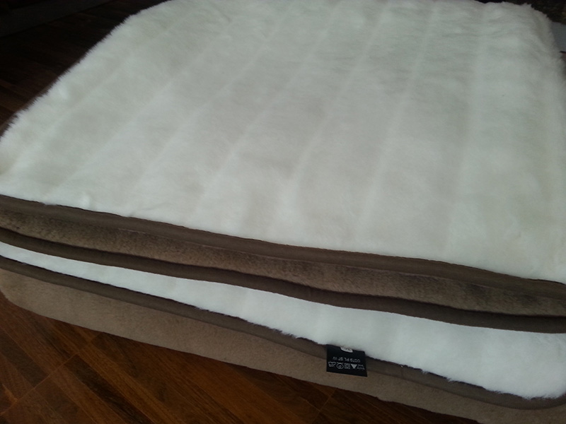 KOŁDRA Z WEŁNY CAMEL CIEMNY + KASZMIR LUX PASY 140X200