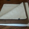 KOŁDRA Z WEŁNY CAMEL CIEMNY + KASZMIR LUX PASY 140X200