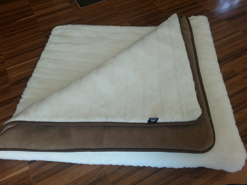 KOŁDRA Z WEŁNY CAMEL CIEMNY + KASZMIR LUX PASY 140X200