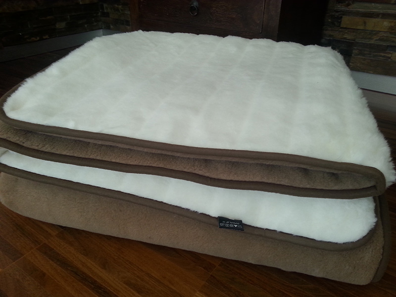 KOŁDRA Z WEŁNY CAMEL CIEMNY + KASZMIR LUX PASY 140X200