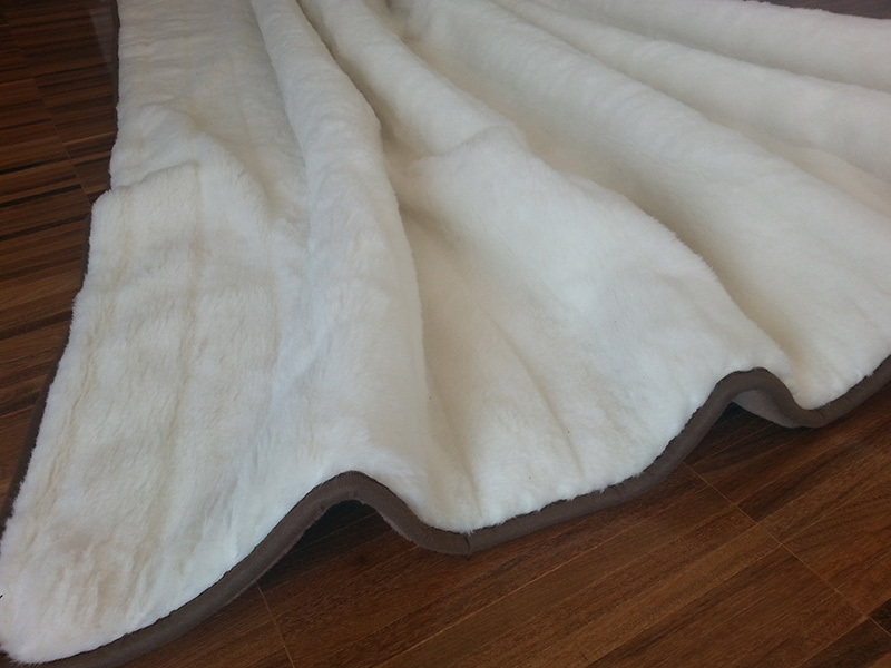 KOŁDRA Z WEŁNY CAMEL CIEMNY + KASZMIR LUX PASY 140X200