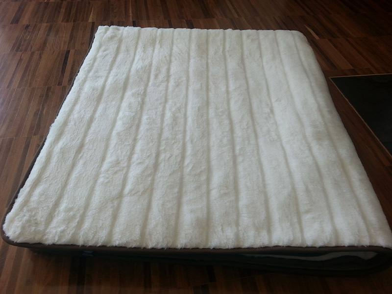 KOŁDRA Z WEŁNY CAMEL CIEMNY + KASZMIR LUX PASY 140X200