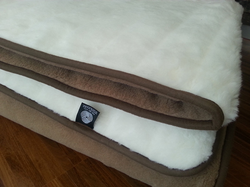 KOŁDRA Z WEŁNY CAMEL CIEMNY + KASZMIR LUX PASY 140X200