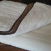 KOŁDRA Z WEŁNY CAMEL CIEMNY + KASZMIR LUX PASY 140X200