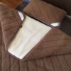 POŚCIEL Z WEŁNY CAMEL CIEMNY PASY + MERYNOS TUMBLER 140x200 + PODKŁAD