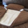 POŚCIEL Z WEŁNY CAMEL CIEMNY PASY + MERYNOS TUMBLER 140x200 + PODKŁAD