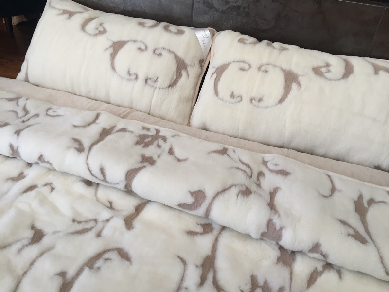 POŚCIEL Z WEŁNY KASZMIR SZLACHECKI + CAMEL JASNY 180X200 + PODKŁAD