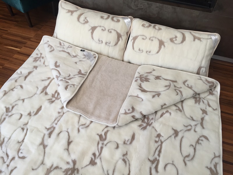 POŚCIEL Z WEŁNY KASZMIR SZLACHECKI + CAMEL JASNY 180X200 + PODKŁAD