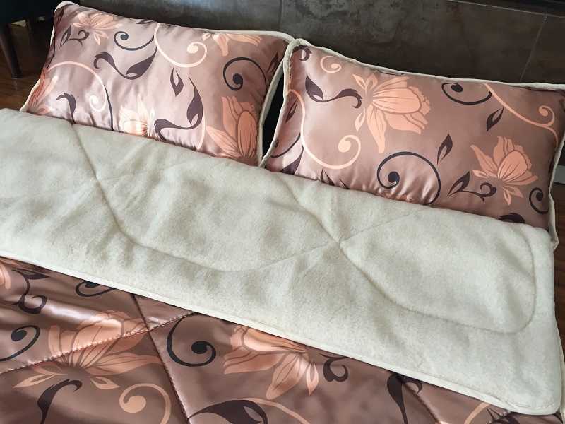 POŚCIEL Z WEŁNY WIELBŁĄDZIEJ CAMEL CAPPUCCINO KWIAT LOTOSU 160x200