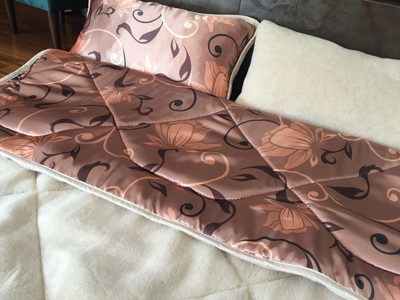 POŚCIEL Z WEŁNY WIELBŁĄDZIEJ CAMEL CAPPUCCINO KWIAT LOTOSU 160x200