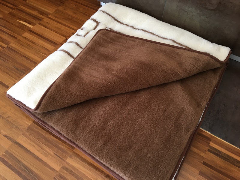 KOŁDRA Z WEŁNY CAMEL CIEMNY + MERYNOS TUMBLER GREKA 160x200