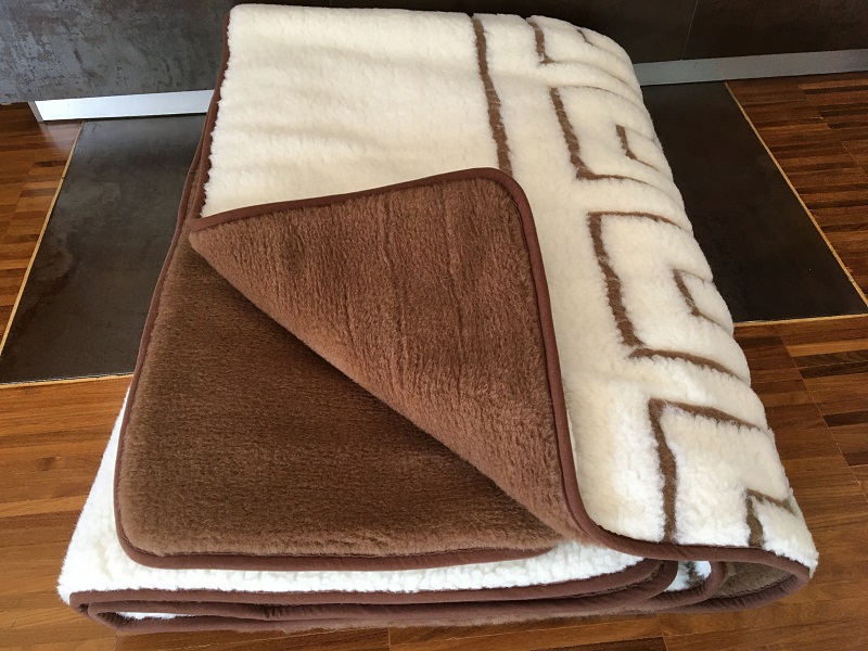 KOŁDRA Z WEŁNY CAMEL CIEMNY + MERYNOS TUMBLER GREKA 160x200